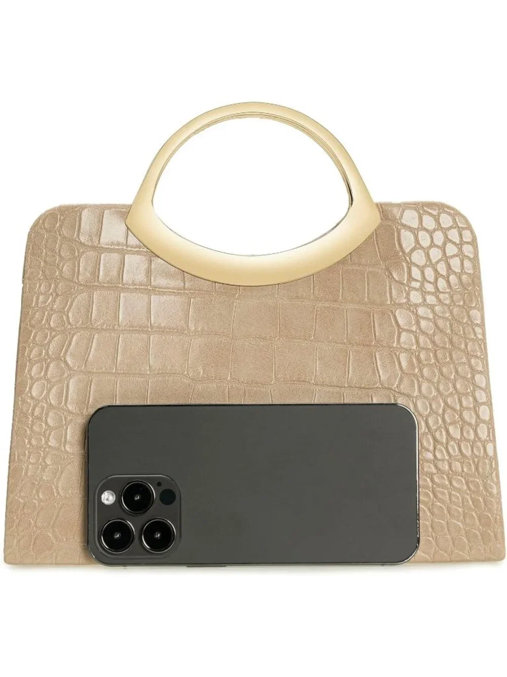 👜Women's Croc Nude Small Dressy Handbag Evening Bag Circle Handle Elegant Purse